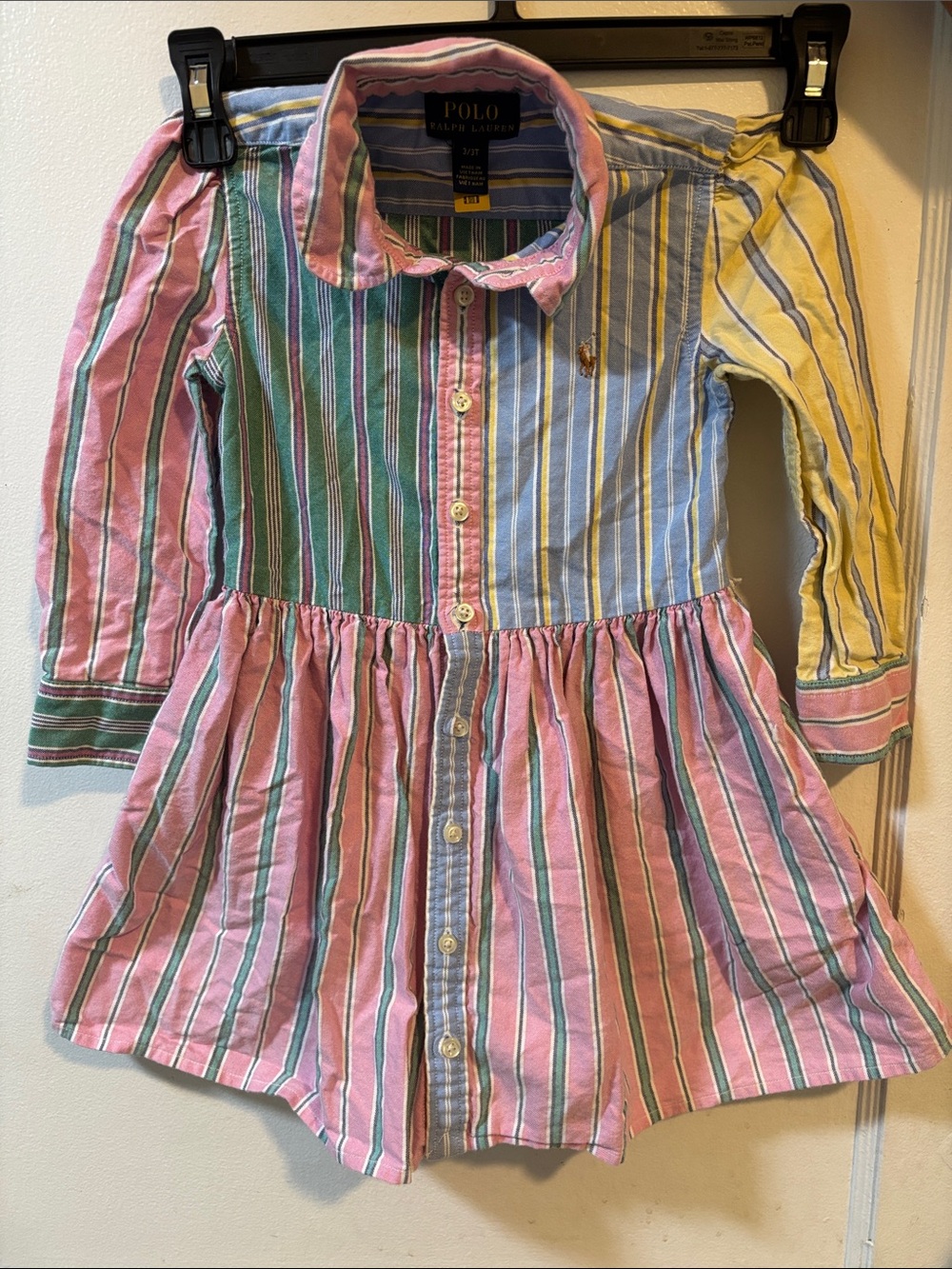 Polo by Ralph Lauren Striped Cotton Button-Down — Pink, Blue, Green, Yellow